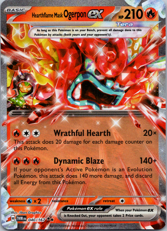 Hearthflame Mask Ogerpon ex [040/167] - (Twilight Masquerade) Holofoil