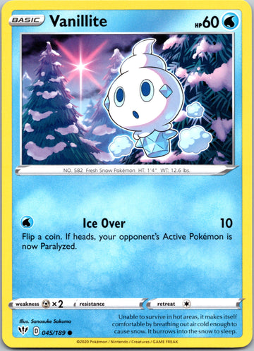 Vanillite (045/189) [SWSH03: Darkness Ablaze]