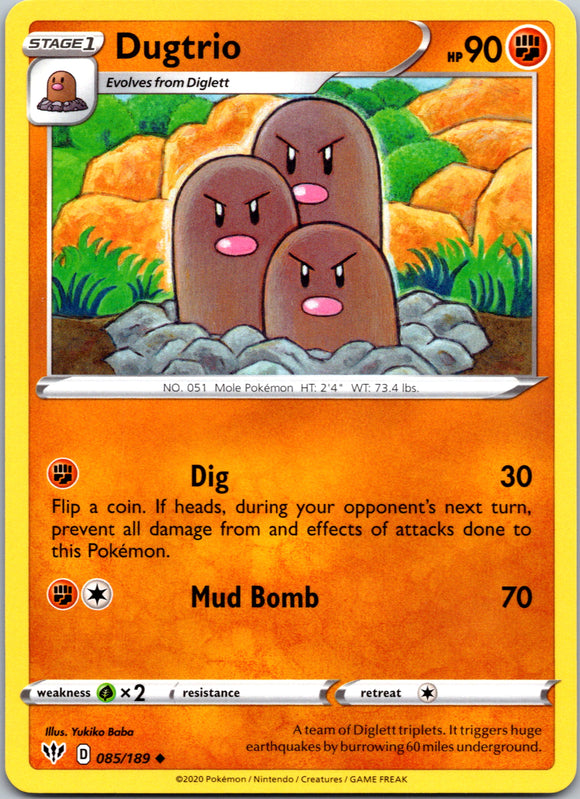 Dugtrio (085/189) [SWSH03: Darkness Ablaze]