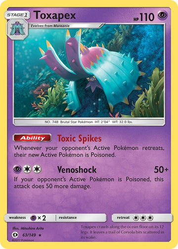 Toxapex [63/149] [Sun & Moon Base Set] Reverse Holofoil