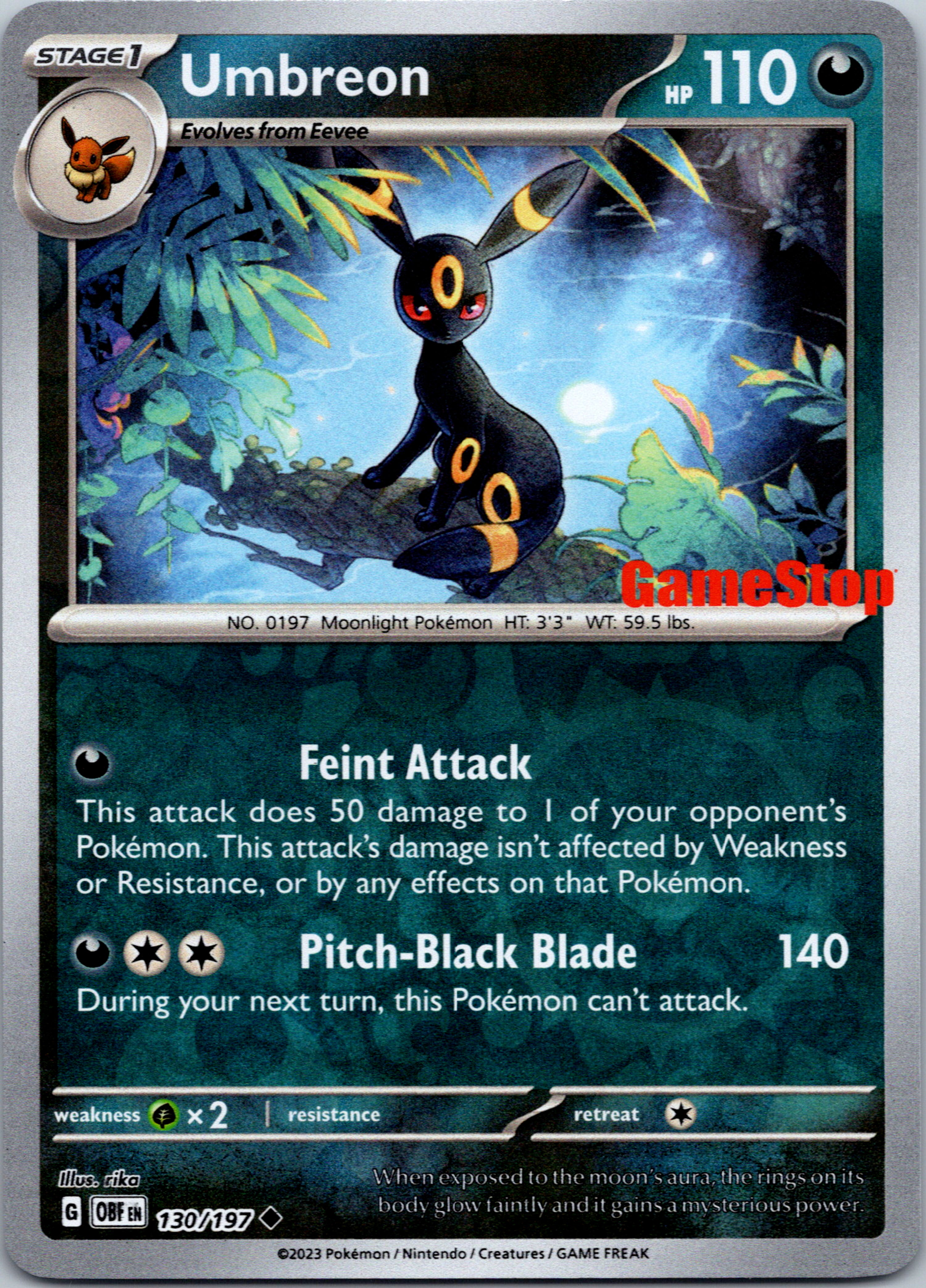 Umbreon (130/197) (GameStop Exclusive) [Scarlet & Violet: Obsidian Flames]