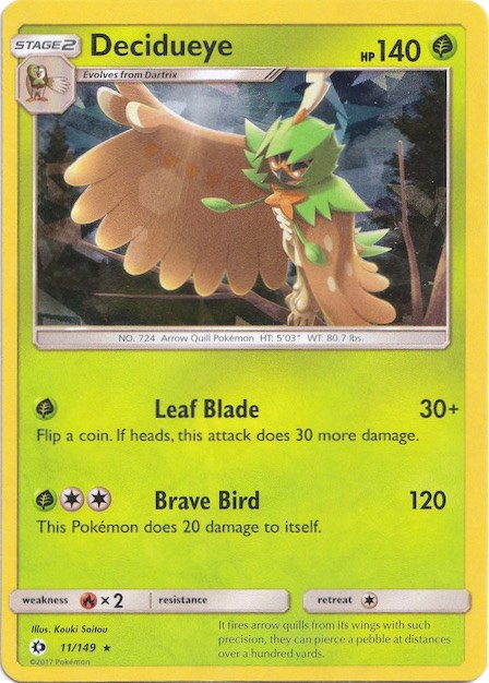 Decidueye (Cracked Ice Holo) [011/149] [Sun & Moon Base Set] Holofoil