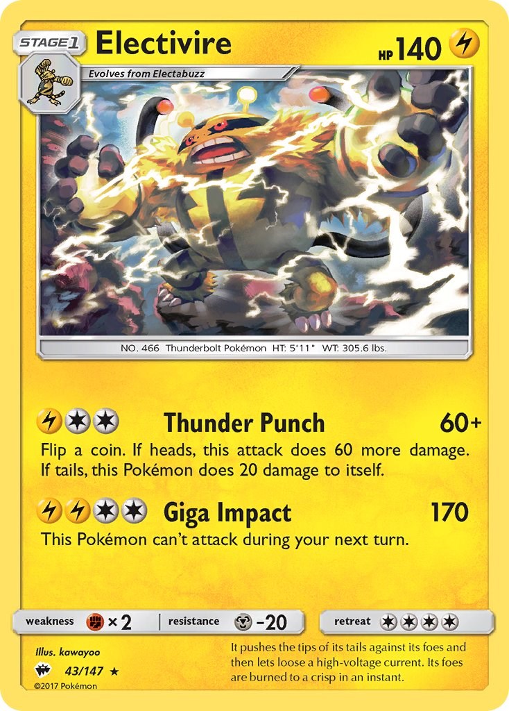 Electivire [43/147] [Burning Shadows] Reverse Holofoil