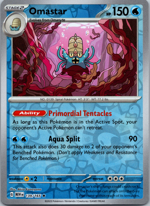 Omastar (139/165) [Scarlet & Violet:  151] Reverse Holofoil