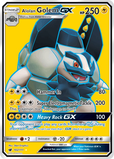 Alolan Golem GX (Full Art) [102/111] [Crimson Invasion] Holofoil