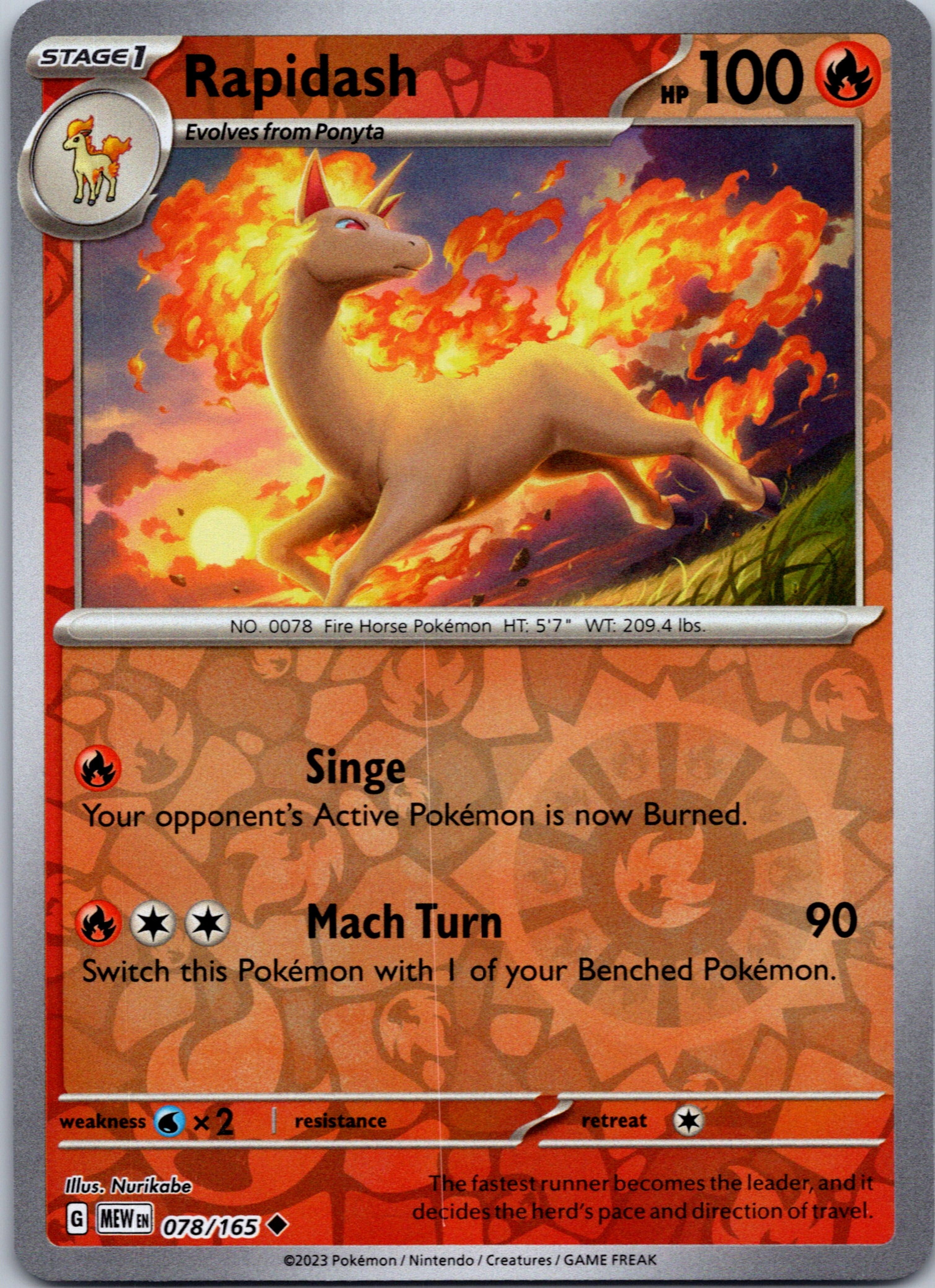 Rapidash (078/165) [Scarlet & Violet:  151] Reverse Holofoil