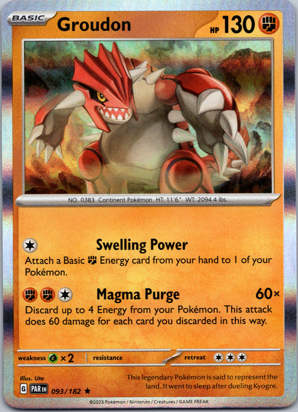Groudon (093/182) - [Scarlet & Violet: Paradox Rift] Holofoil