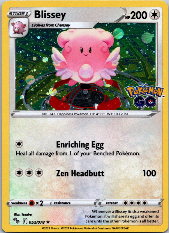 Blissey (052/078) (Cosmos Holo) [Pokémon GO]