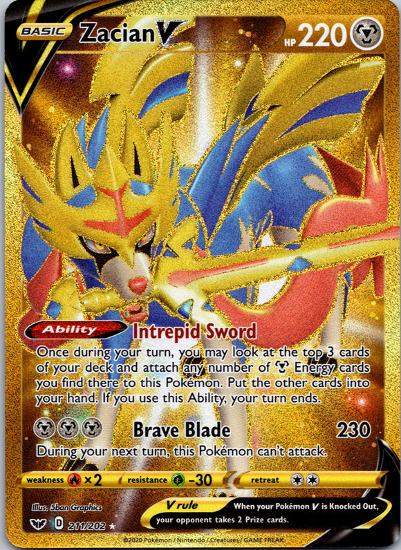 Zacian V (Secret) (211/202) [SWSH01: Sword & Shield Base Set]