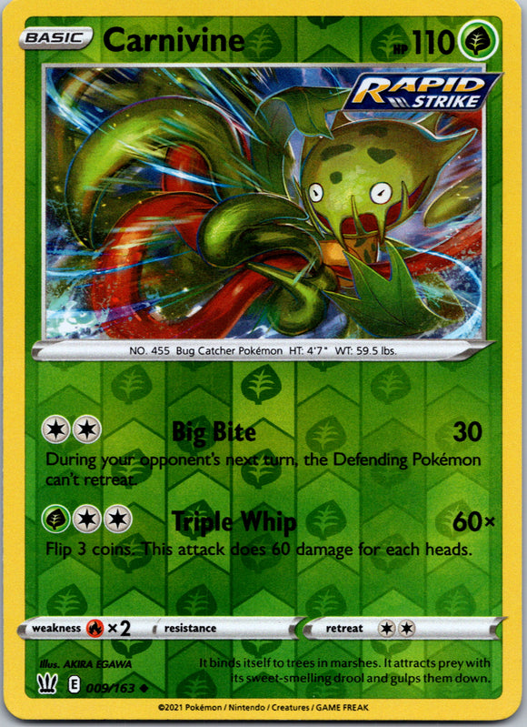 Carnivine [009/163] [Battle Styles] Reverse Holofoil
