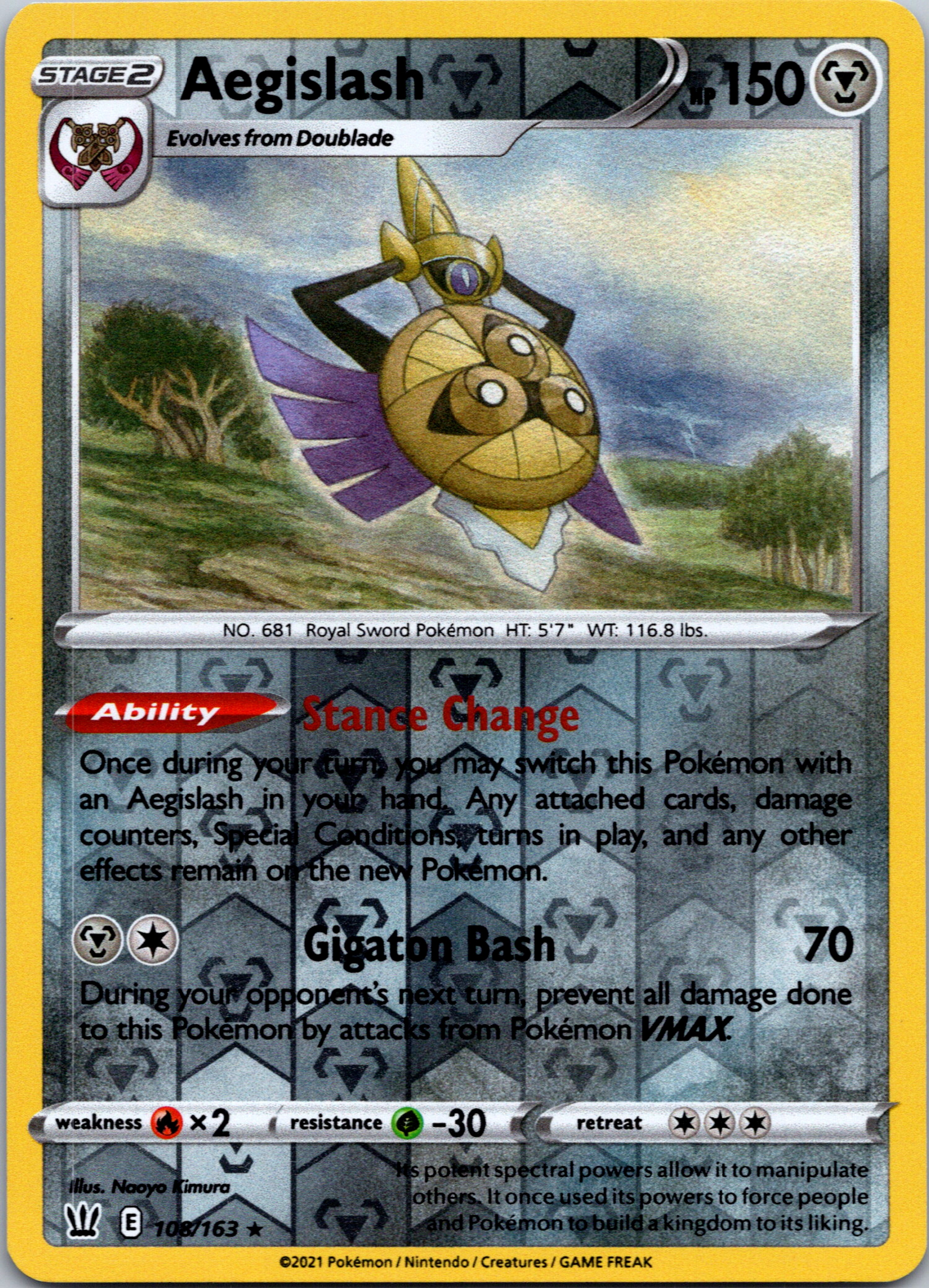 Aegislash (108) [108/163] [Battle Styles] Reverse Holofoil