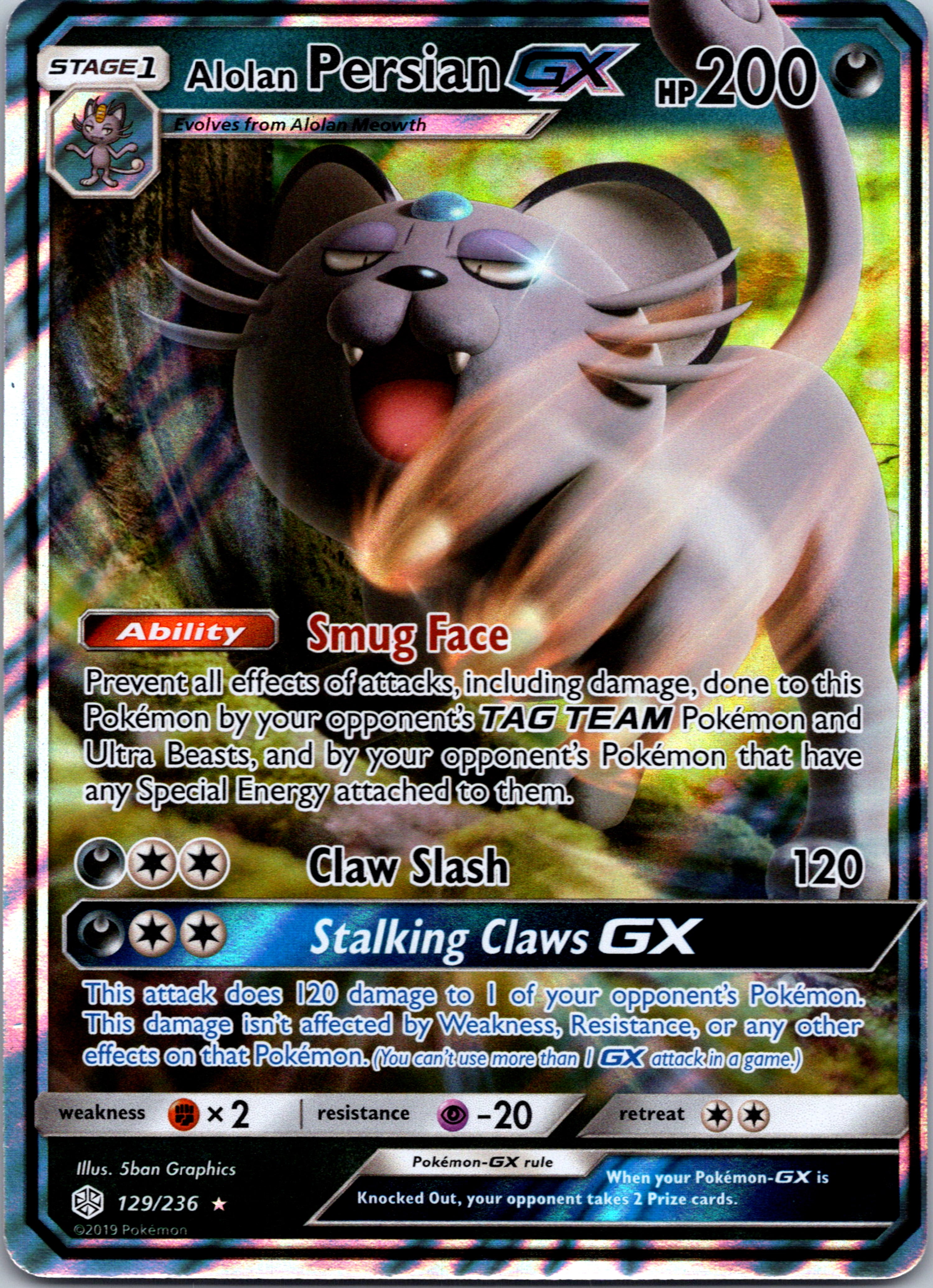 Alolan Persian GX (129/236) [Sun & Moon: Cosmic Eclipse]