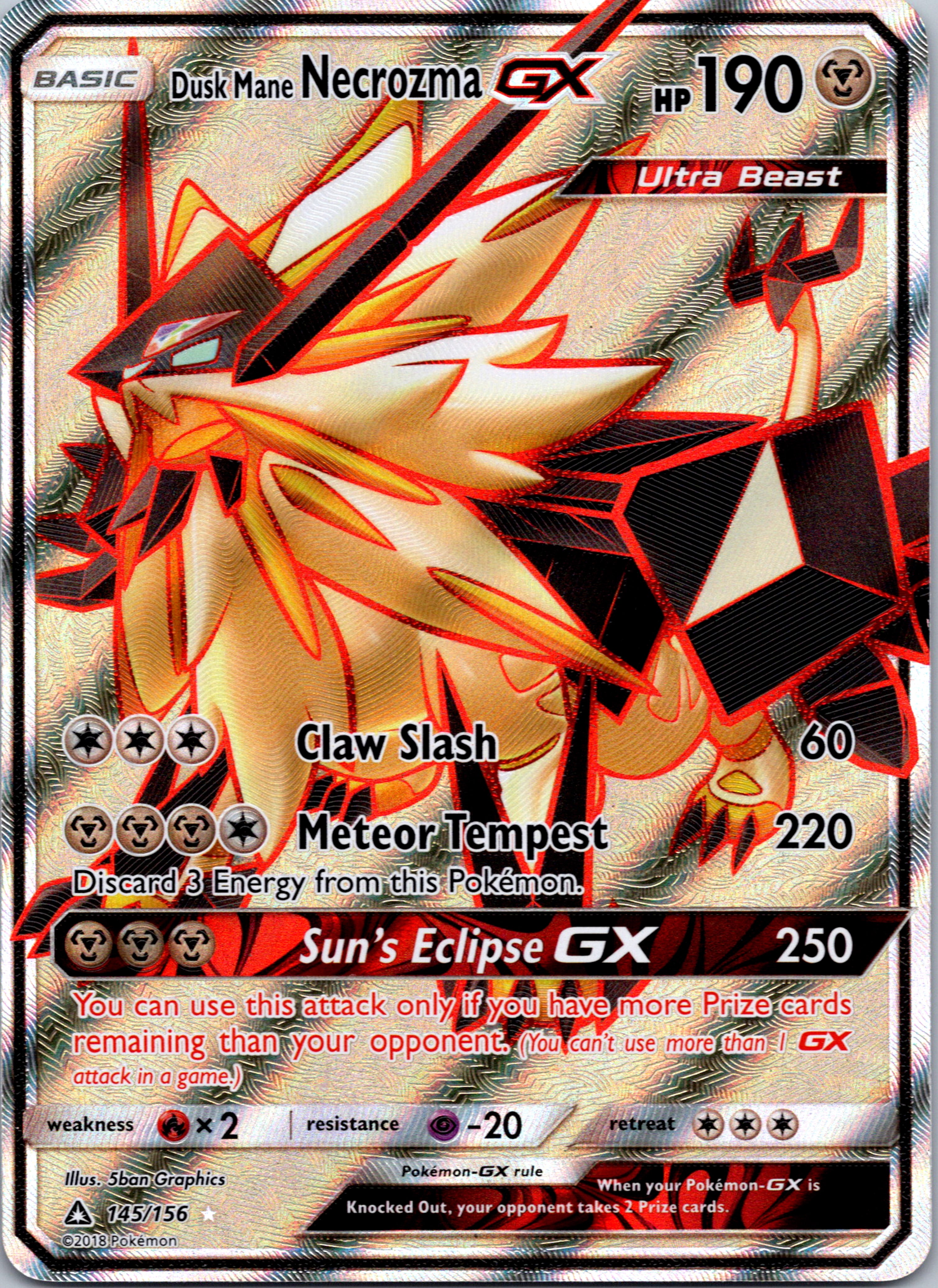 Dusk Mane Necrozma GX (Full Art) [145/156] [Ultra Prism] Holofoil
