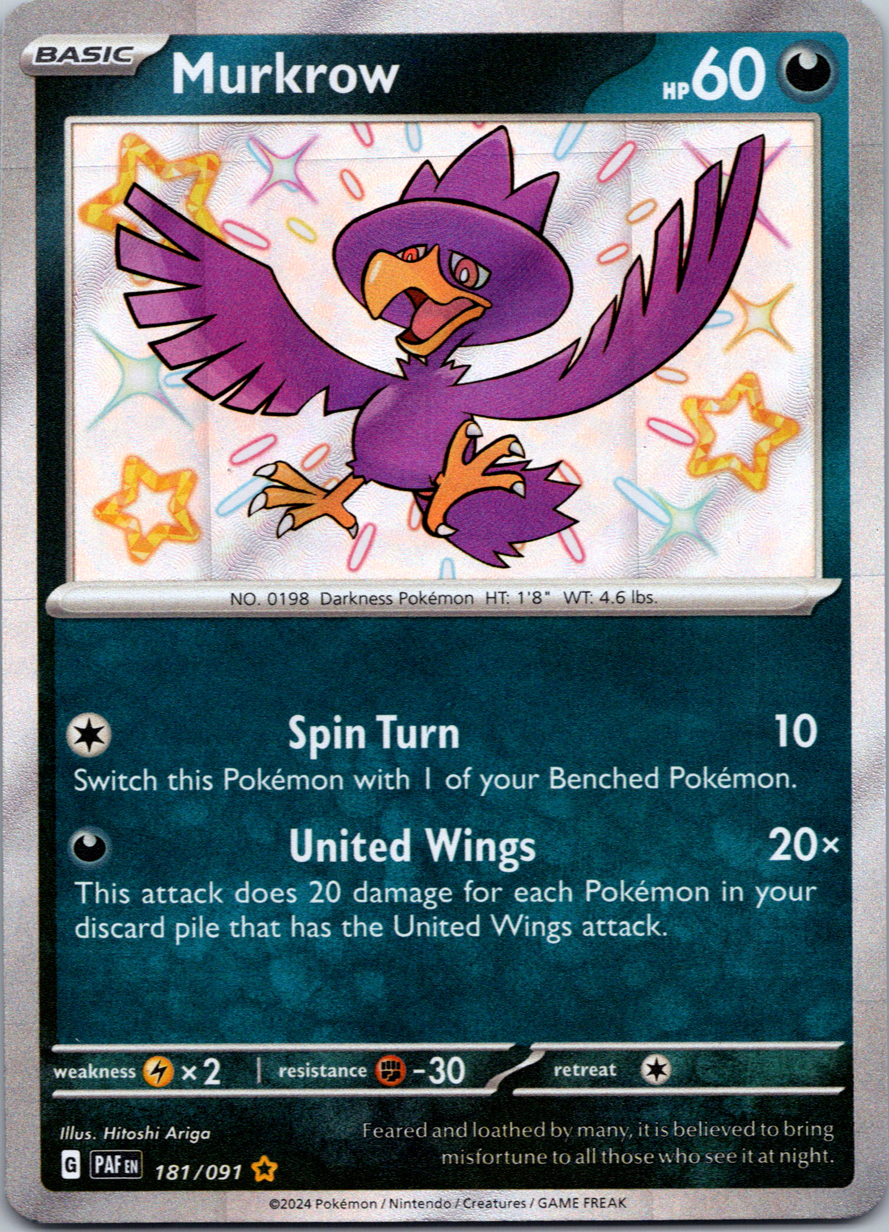 Murkrow [181/091] - (Paldean Fates) Holofoil