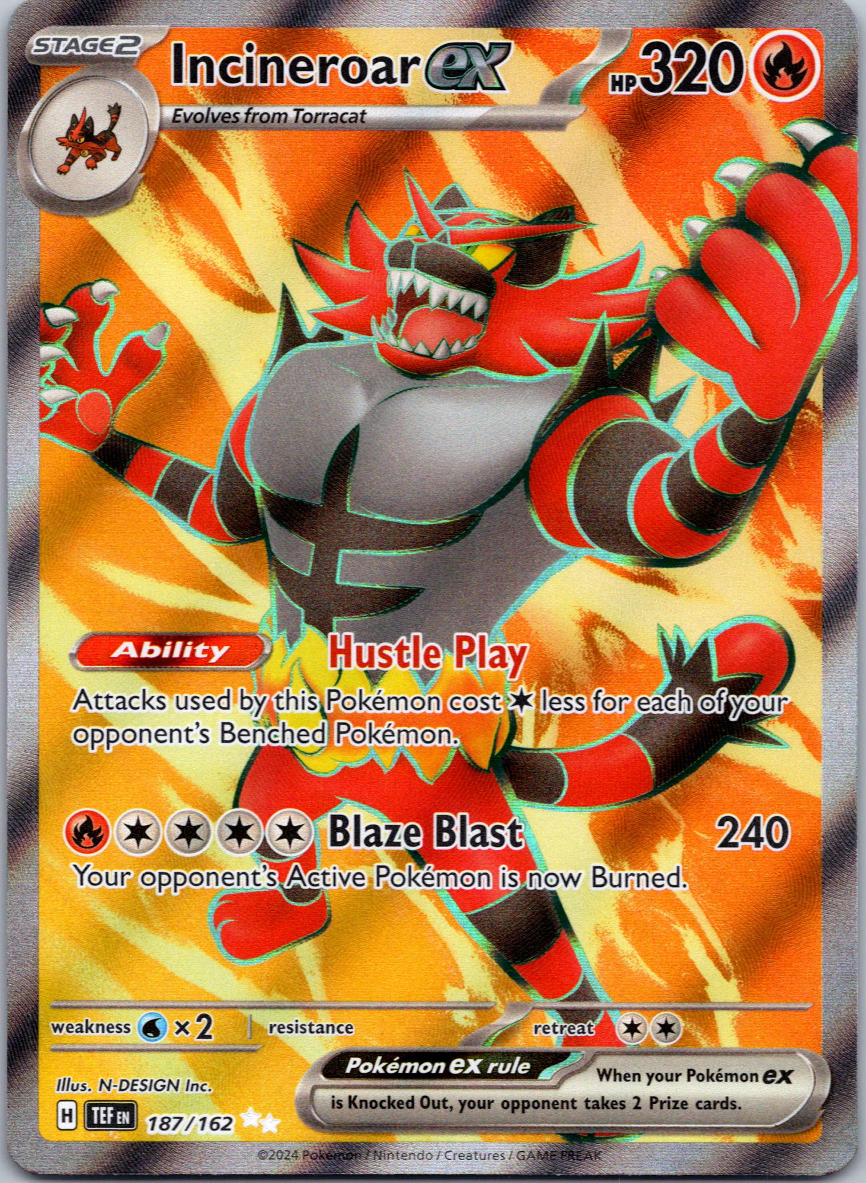 Incineroar ex [187/162] - (Temporal Forces) Holofoil