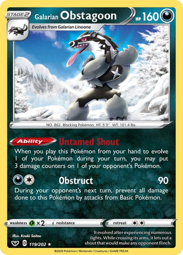 Galarian Obstagoon (119/202) [SWSH01: Sword & Shield Base Set]