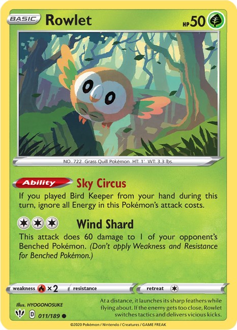 Rowlet [011/189] [Darkness Ablaze] Reverse Holofoil