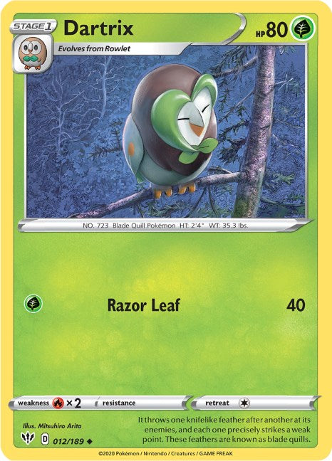 Dartrix [012/189] [Darkness Ablaze] Reverse Holofoil