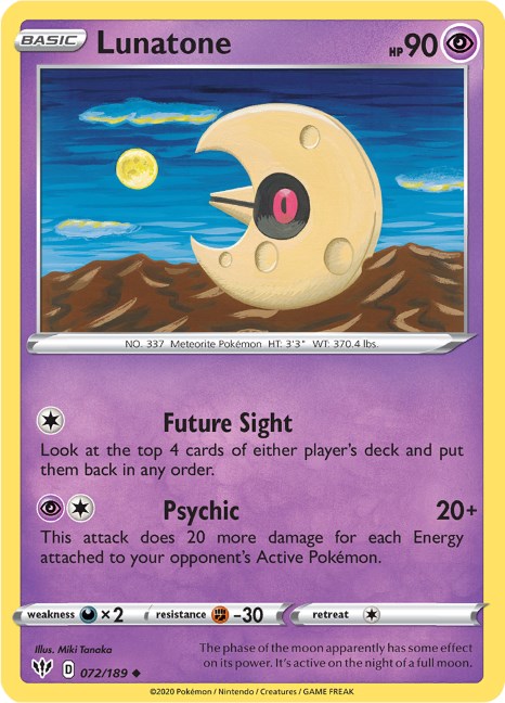 Lunatone [072/189] [Darkness Ablaze] Reverse Holofoil