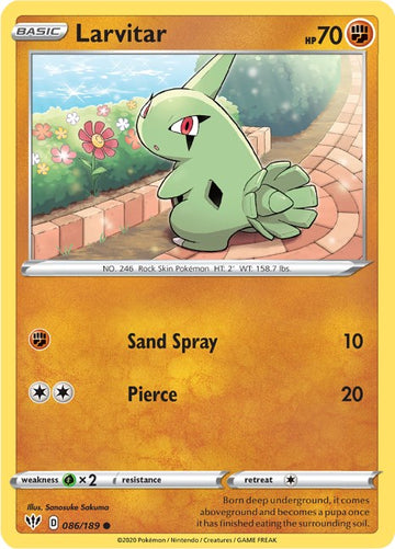 Larvitar [086/189] [Darkness Ablaze] Reverse Holofoil
