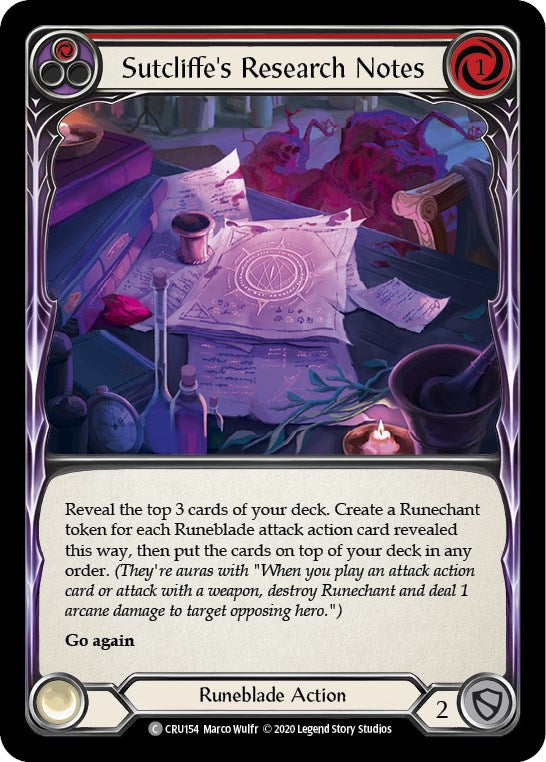 Sutcliffe's Research Notes (Red) [CRU154] [Crucible of War] Unlimited Edition Rainbow Foil