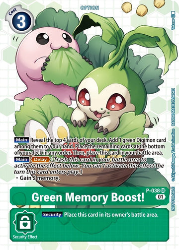 Green Memory Boost! - P-038 (Next Adventure Box Promotion Pack) [P-038 SR] [Digimon Promotion Cards] Foil