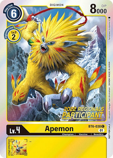 Apemon (2022 Championship Online Regional) [Online Participant] [BT6-038] [Double Diamond] Foil