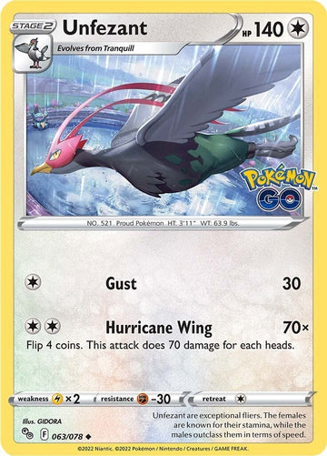 Unfezant [063/078] [Pokemon GO] Reverse Holofoil