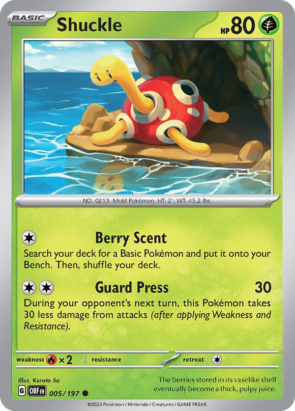 Shuckle [005/197] [Obsidian Flames] Reverse Holofoil