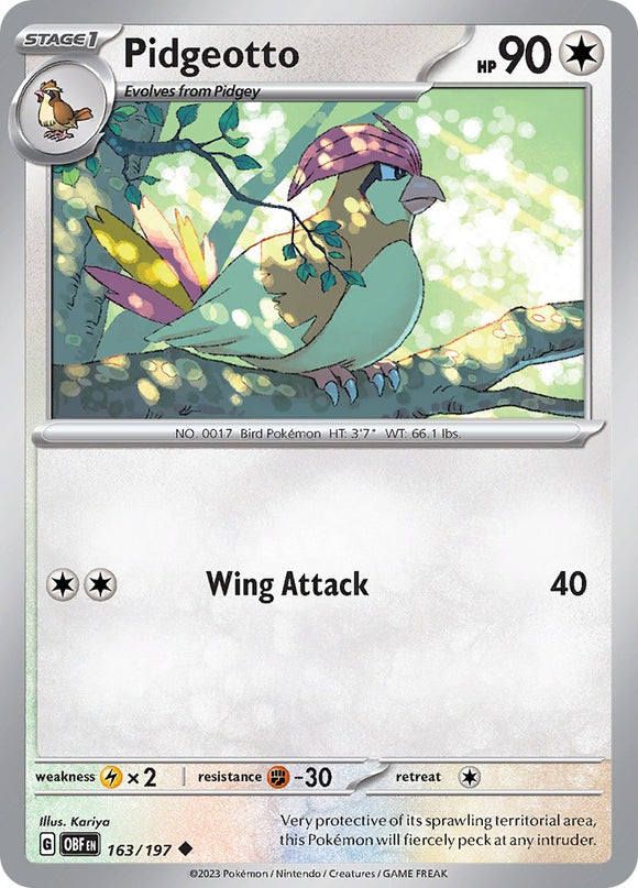 Pidgeotto [163/197] [Obsidian Flames] Reverse Holofoil