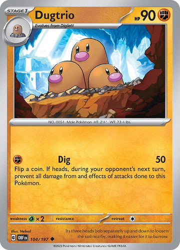 Dugtrio [104/197] [Obsidian Flames] Reverse Holofoil