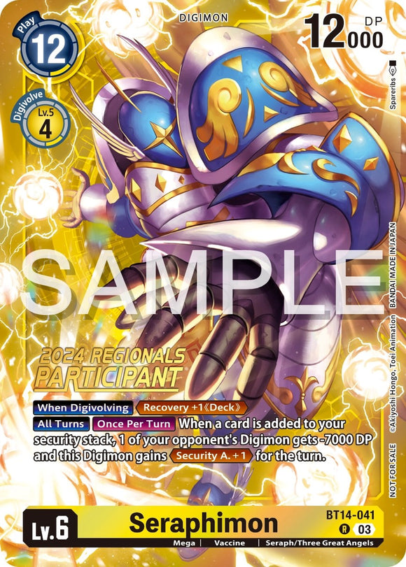 Seraphimon (2024 Regionals Participant) [BT14-041 R] [Blast Ace] Foil