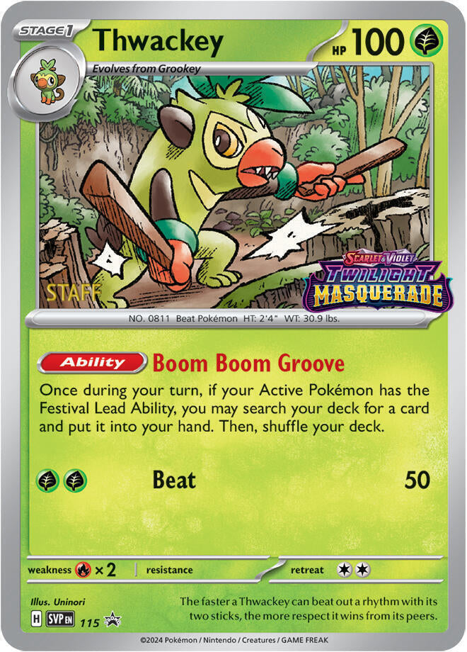 Thwackey - 115 (Prerelease) [Staff] [115] [Scarlet & Violet Promo Cards] Holofoil