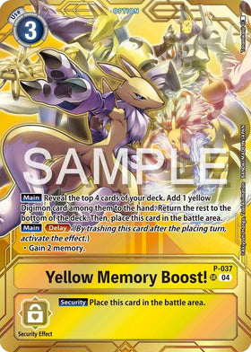 Yellow Memory Boost! - P-037 (Premium Card Collection - Memory Boost! Set) [P-037 P] [Digimon Promotion Cards] Foil