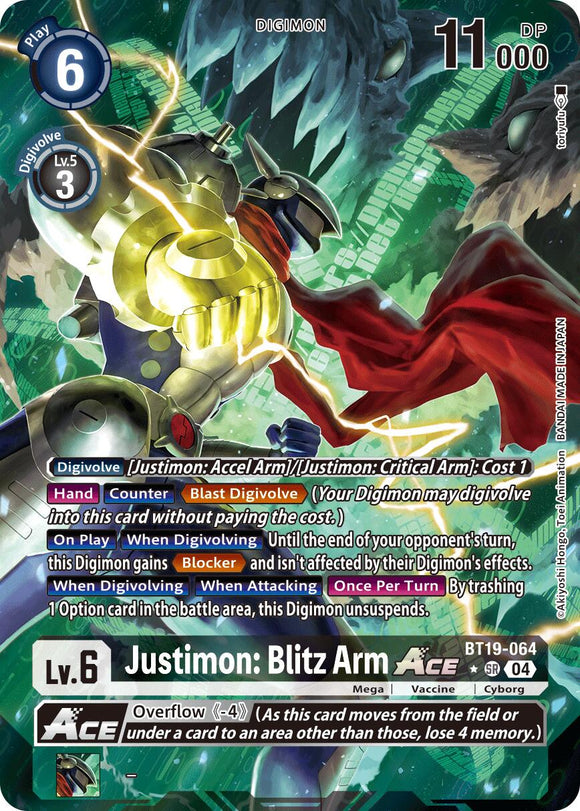 Justimon: Blitz Arm ACE (Alternate Art) [BT19-064 SR] [Release Special Booster 2.5] Foil