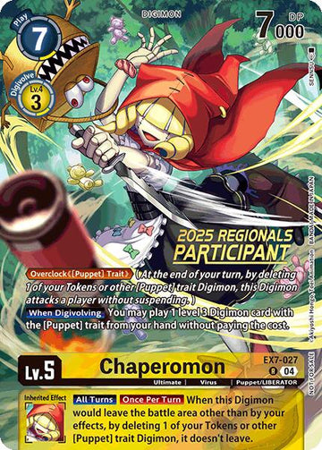 Chaperomon (2025 Regionals Participant) [EX7-027 R] [Digimon LIBERATOR] Foil