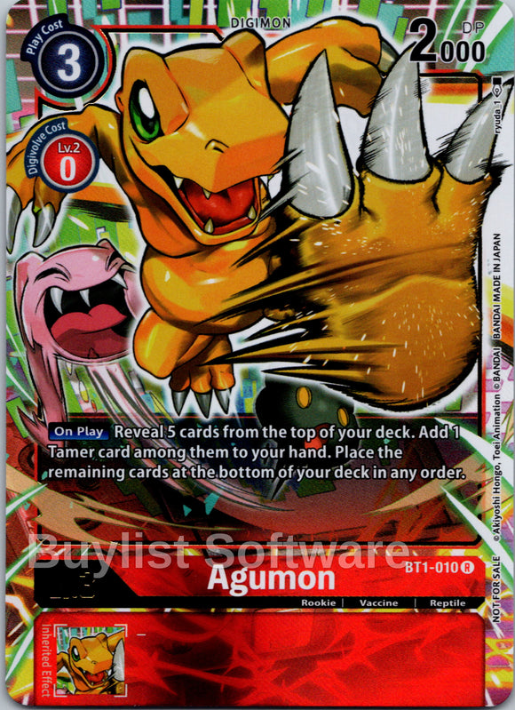 Agumon - BT1-010 (Dash Pack Ver. 1.0) [BT1-010] [Release Special Booster] Foil