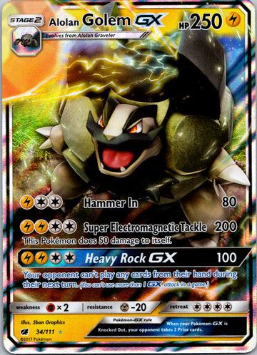 Alolan Golem GX [34/111] [Crimson Invasion] Holofoil