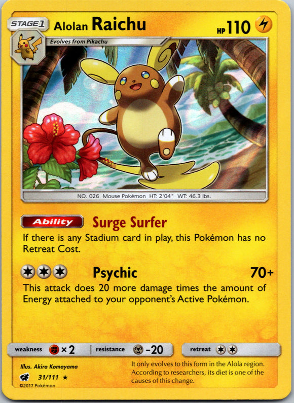 Alolan Raichu [31/111] [Crimson Invasion] Reverse Holofoil
