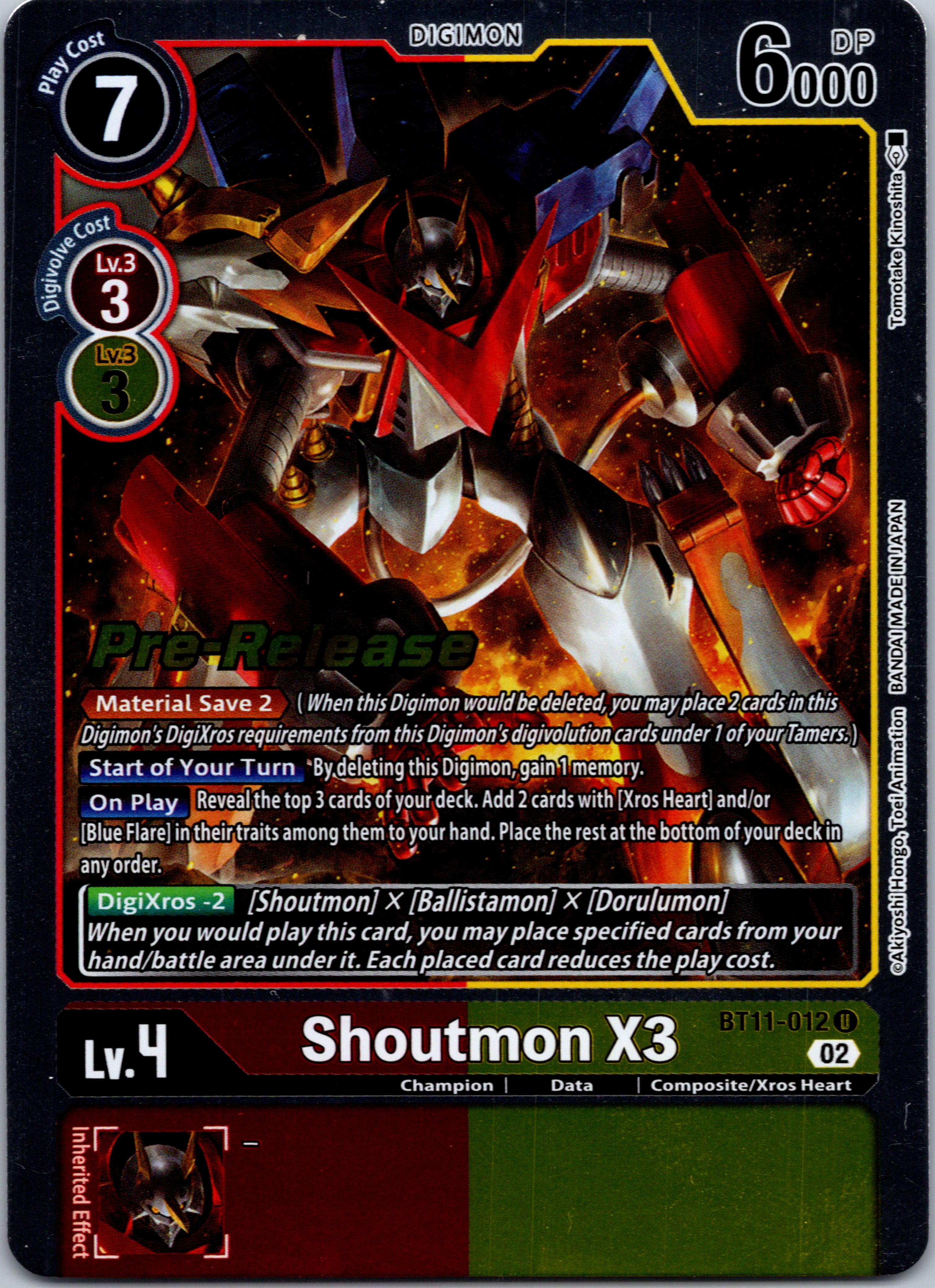 Shoutmon X3 [BT11-012] [Dimensional Phase Pre-Release Cards] Foil