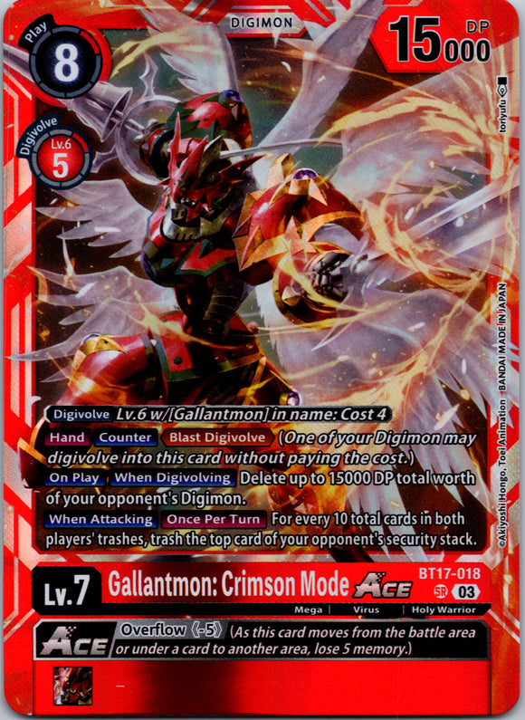 Gallantmon: Crimson Mode ACE [BT17-018-SR] [Secret Crisis] Foil