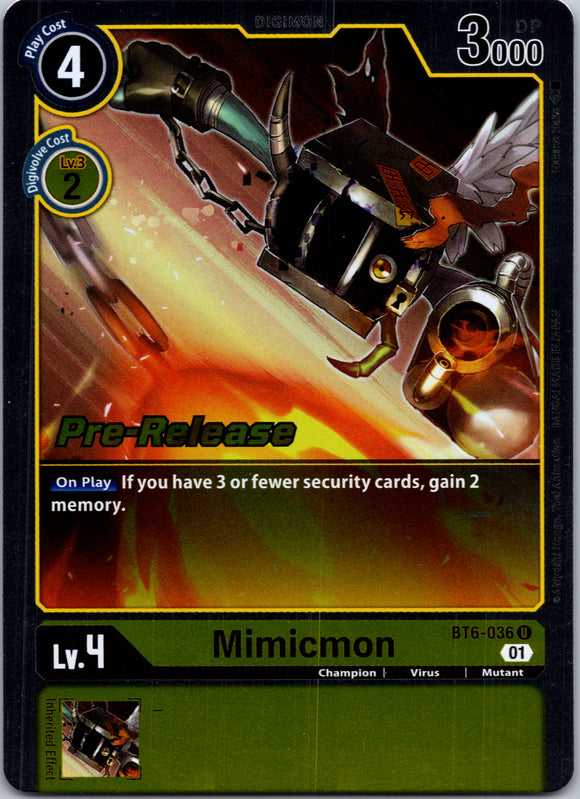 Mimicmon [BT6-036] [Double Diamond Pre-Release Cards] Foil
