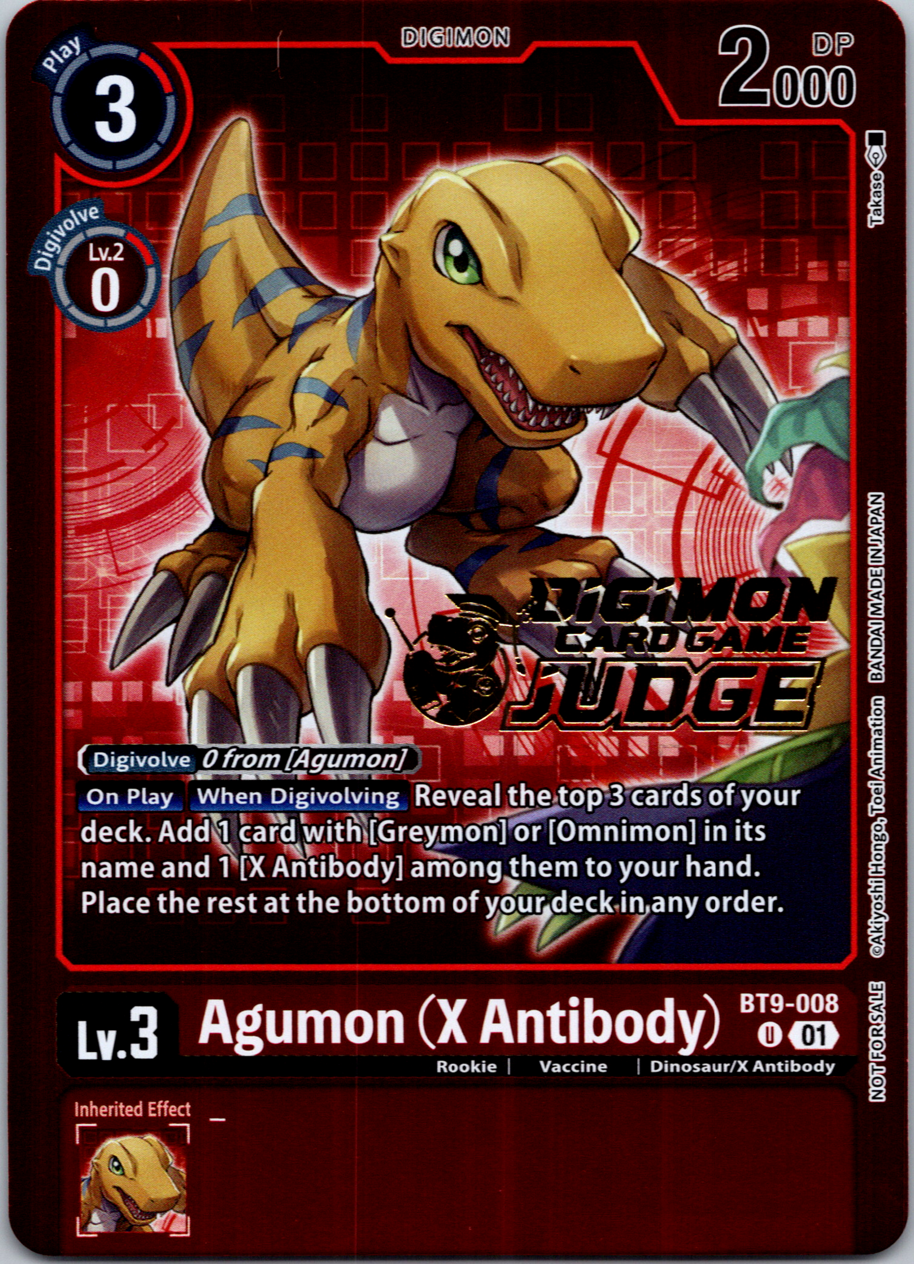 Agumon (X Antibody) (Judge Pack 5) [BT9-008-U] [X Record] Foil