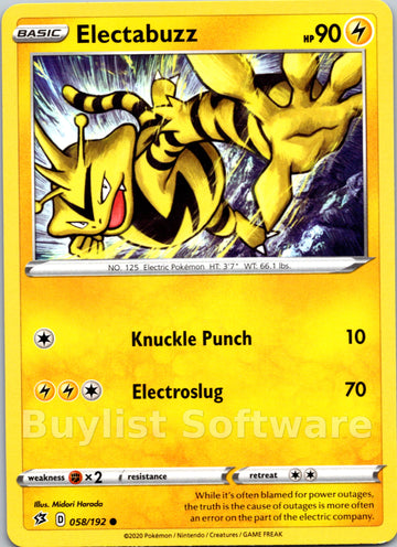 Electabuzz [058/192] [Rebel Clash] Reverse Holofoil