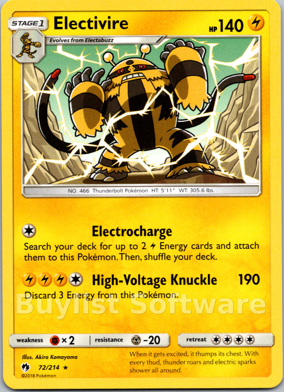 Electivire (072/214) [Sun & Moon: Lost Thunder]