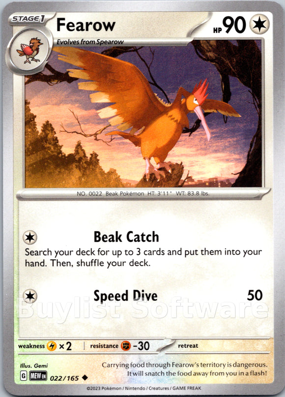 Fearow (022/165) [Scarlet & Violet:  151] Reverse Holofoil