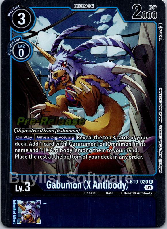 Gabumon (X Antibody) [BT9-020] [X Record Pre-Release Cards] Foil