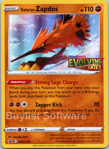 Galarian Zapdos (Stamped) [SWSH124] [Sword & Shield Promo Cards] Holofoil