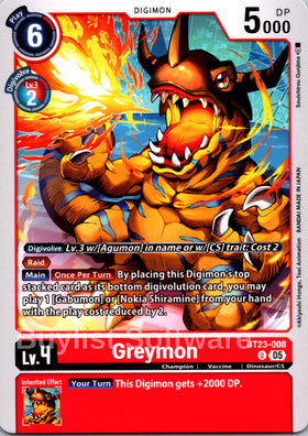 Greymon [BT23-008 U] [Hackers' Slumber]