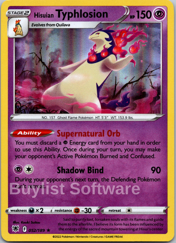 Hisuian Typhlosion [052/189] [Astral Radiance] Holofoil